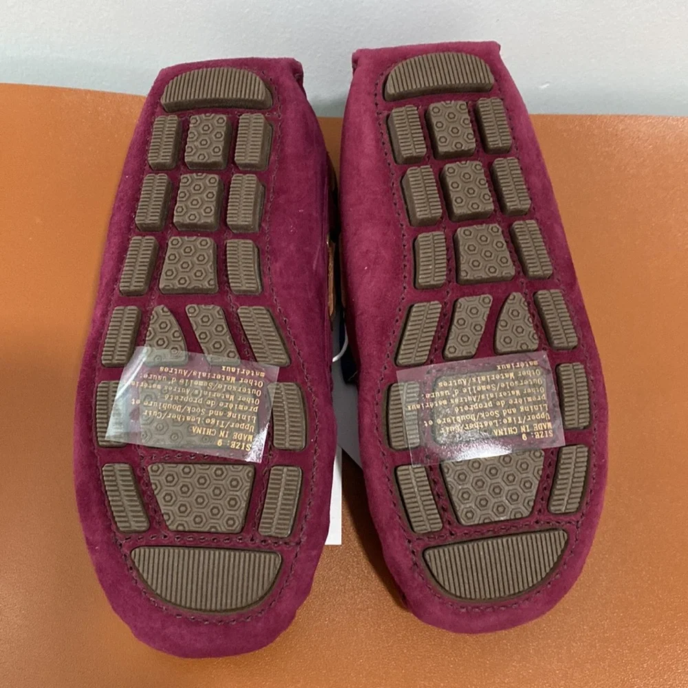 Boy’s Suede Leather Moccasins Shoes Janie And Jack Burgundy Size 9